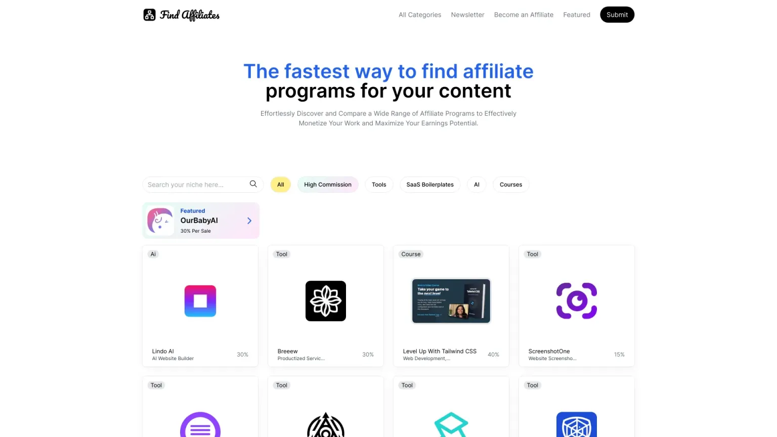 Find Affiliates 网站截图