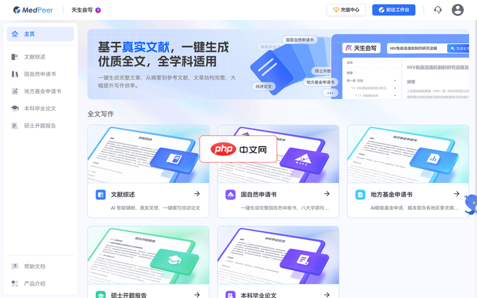 MedPeer天生会写 网站截图