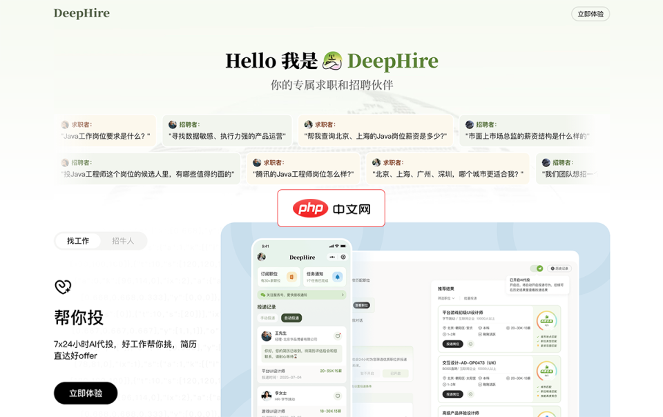 DeepHire 网站截图