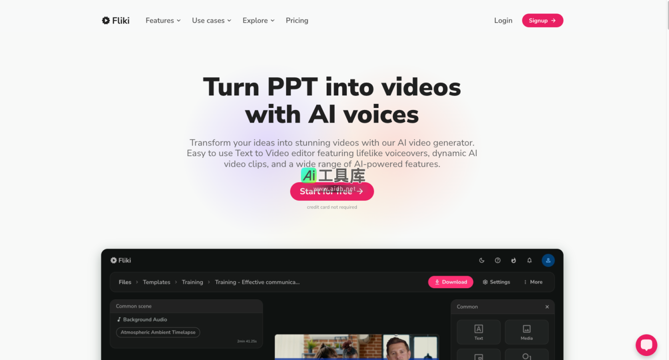Fliki AI语音将文本转换为视频 网站截图