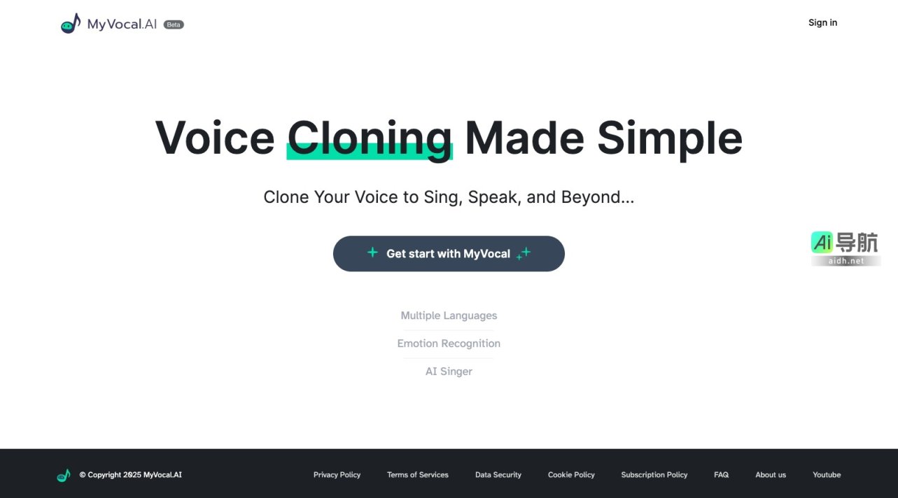 Voice Clone MyVocal提供简单的声音克隆技术，让用户轻松合成唱歌和说话的声音 网站截图