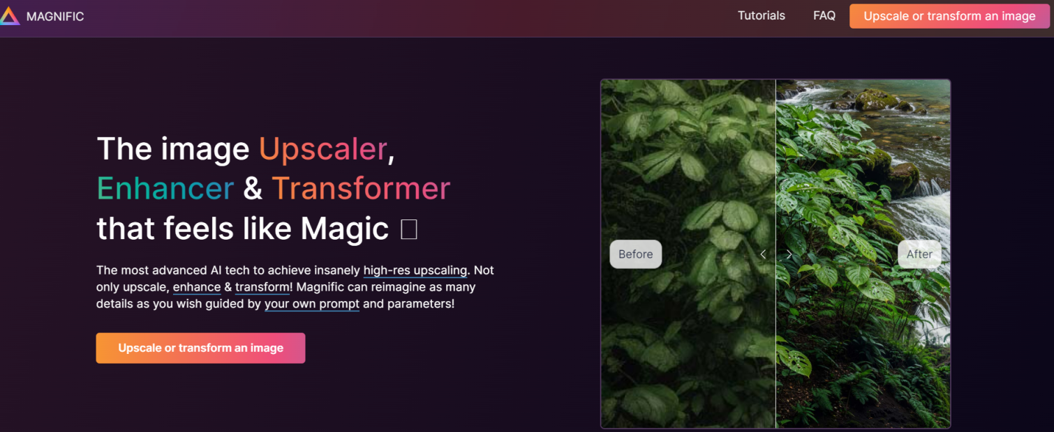 Magnific AI 网站截图