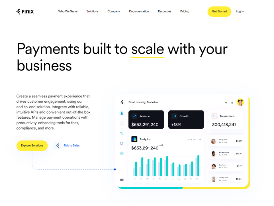 Finix Payments 网站截图