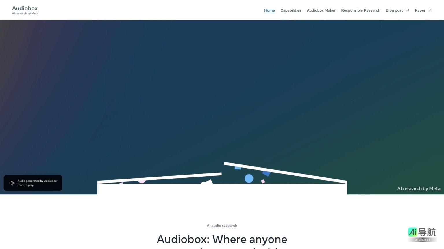 Audiobox 是Meta推出的音频生成模型，让用户通过创意轻松制作自定义音频 网站截图