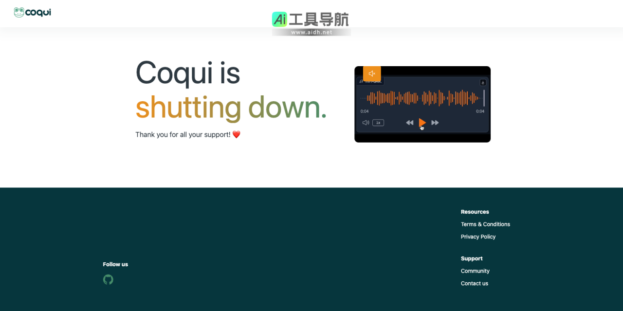 Coqui 多功能、易操作的AI声音生成创作工具 网站截图
