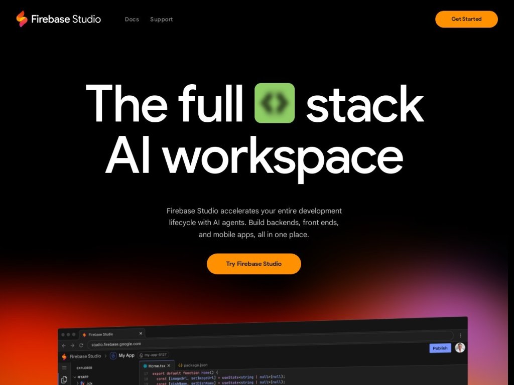 Firebase Studio 一站式平台，人工智能助力，全栈开发，无缝集成，快速部署，让创意轻松变为现实！ 网站截图