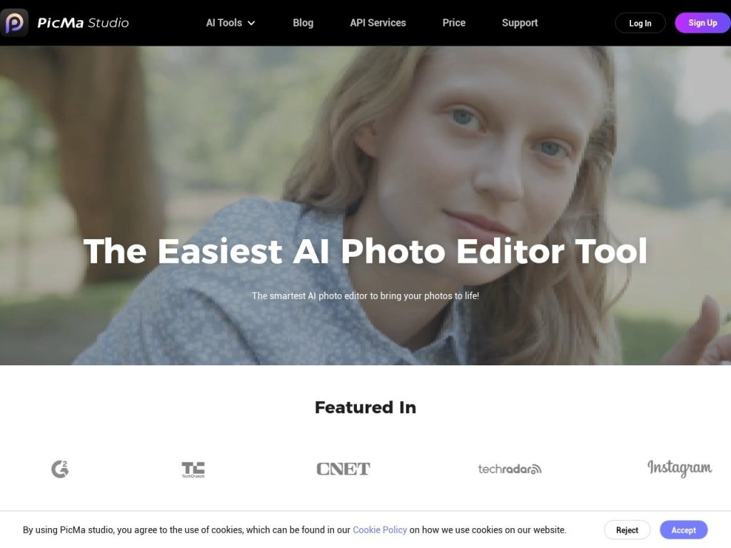 PicMa Studio AI智能照片增强工具，让您的图片焕发新生，极速修复、着色、去瑕，支持批量处理，简化创作流程 网站截图