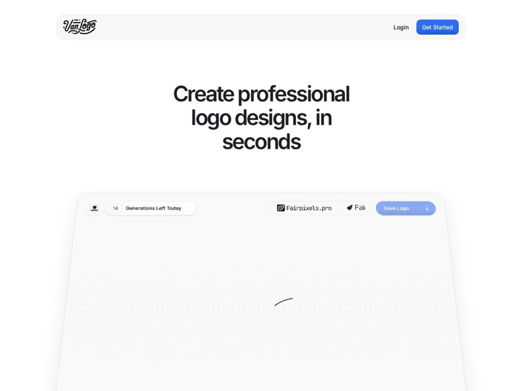 vanLogo 提供专业、个性化的Logo设计服务，快速生成独特标志，按需付费，无订阅限制 网站截图