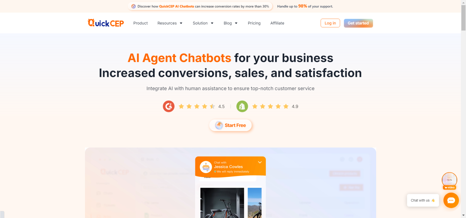 QuickCEP | 独立站AI导购与客服 网站截图