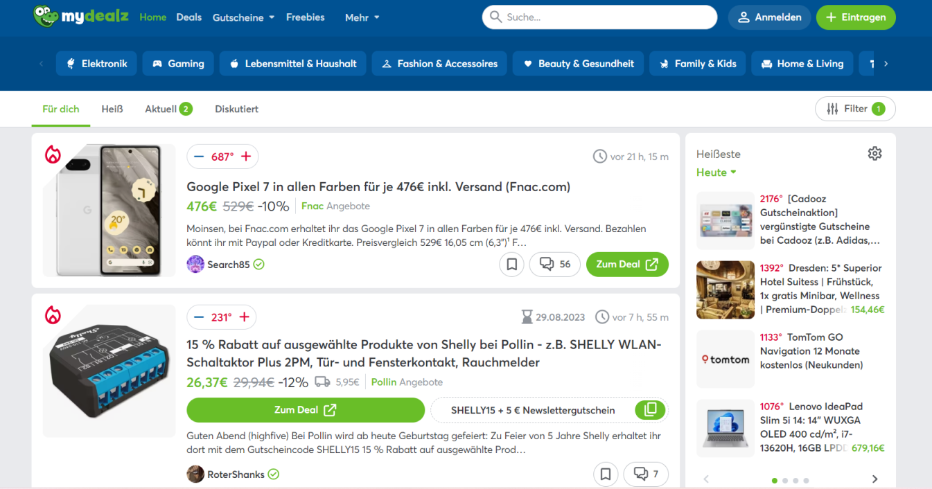 Mydealz 网站截图