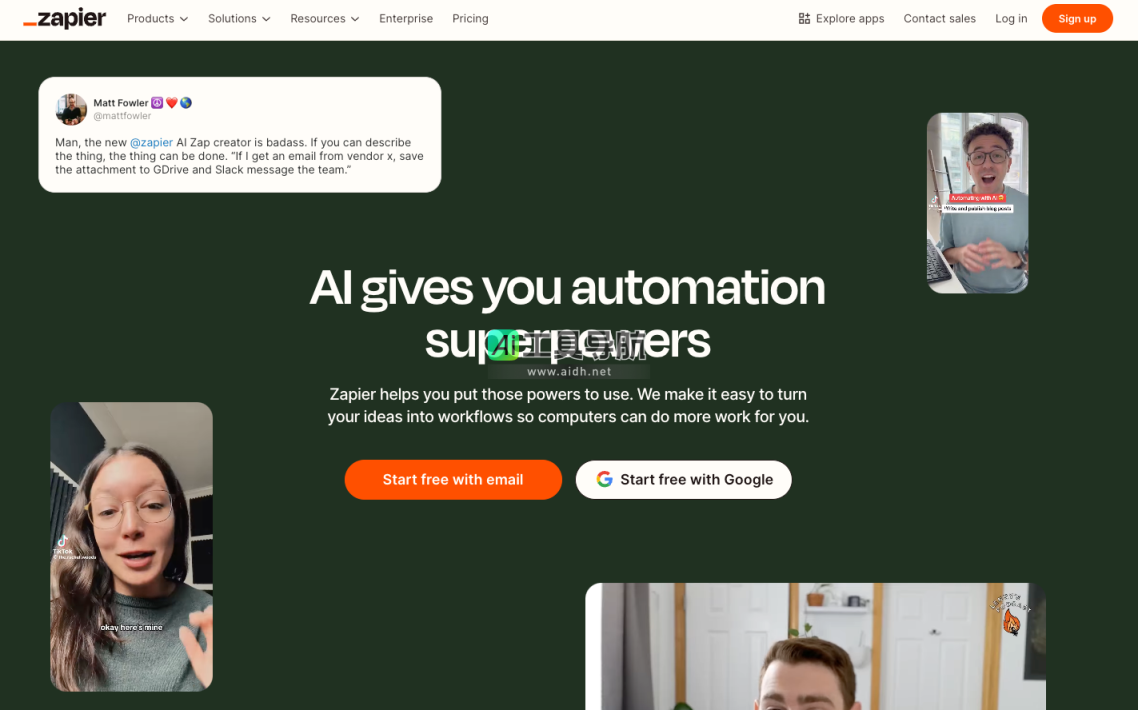 Zapier 实现高效自动化AI工作流 网站截图