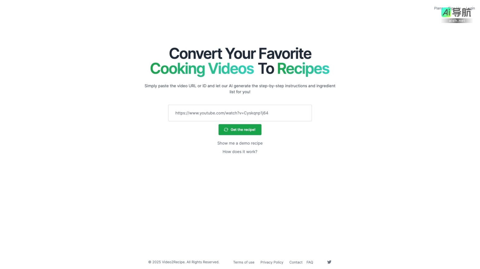 Video2Recipe 将烹饪视频转化为详细食谱，轻松获取制作步骤和食材清单 网站截图