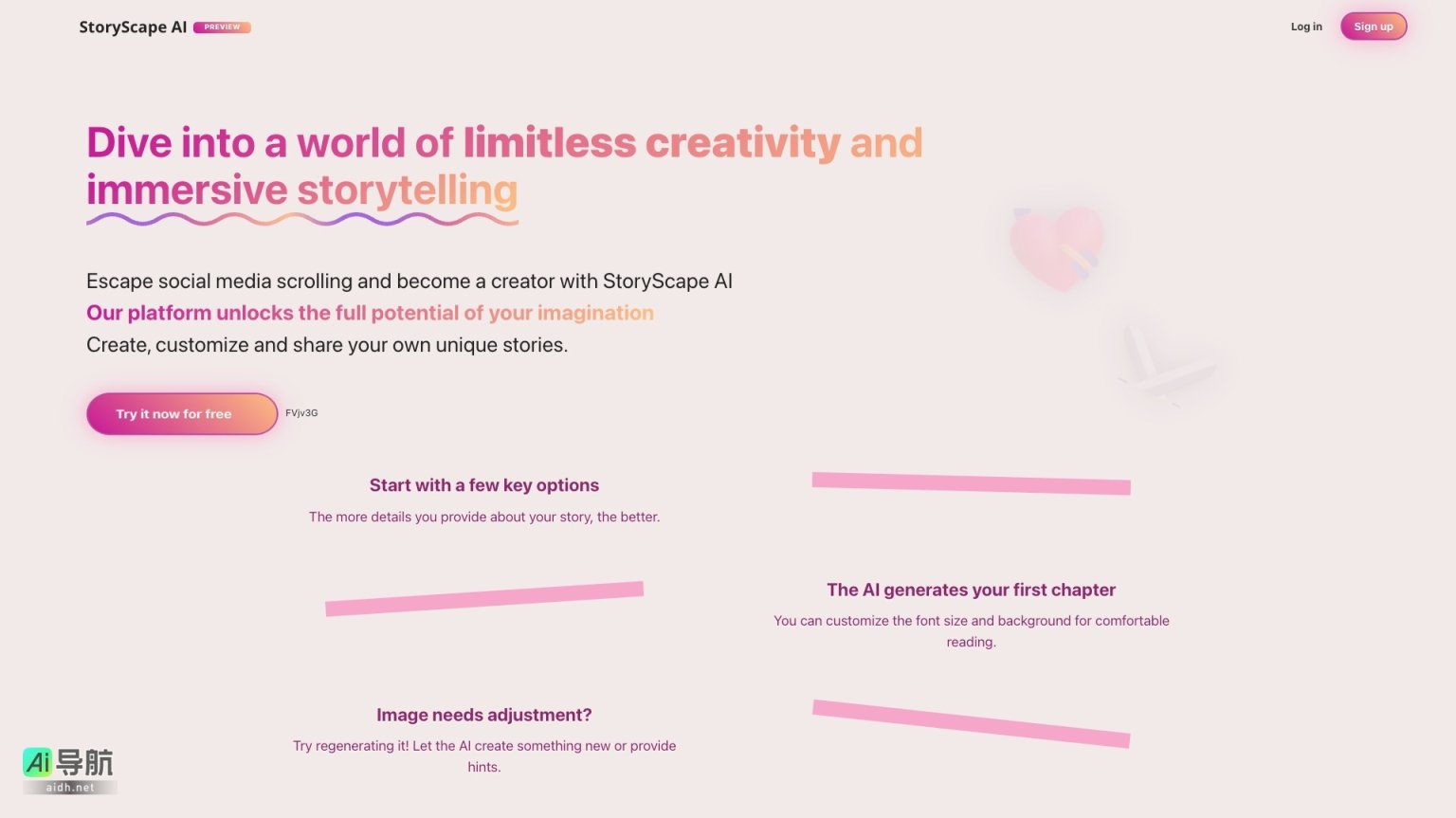 StoryScape AI 创作、定制、分享独特故事的平台，激发无限创意 网站截图