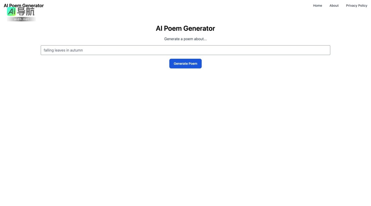 AI Poem Generator 免费AI诗歌生成器，轻松创作押韵诗篇 网站截图