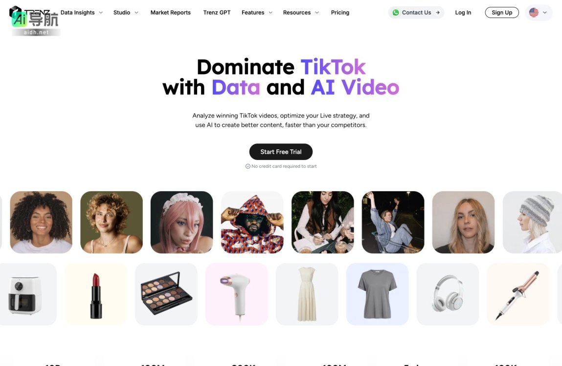 Trenz 为品牌提供一站式TikTok数据分析与AI工具，助力快速增长与竞争优势 网站截图