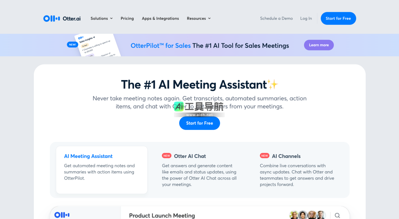 Otter.ai AI会议笔记与实时转录工具 网站截图