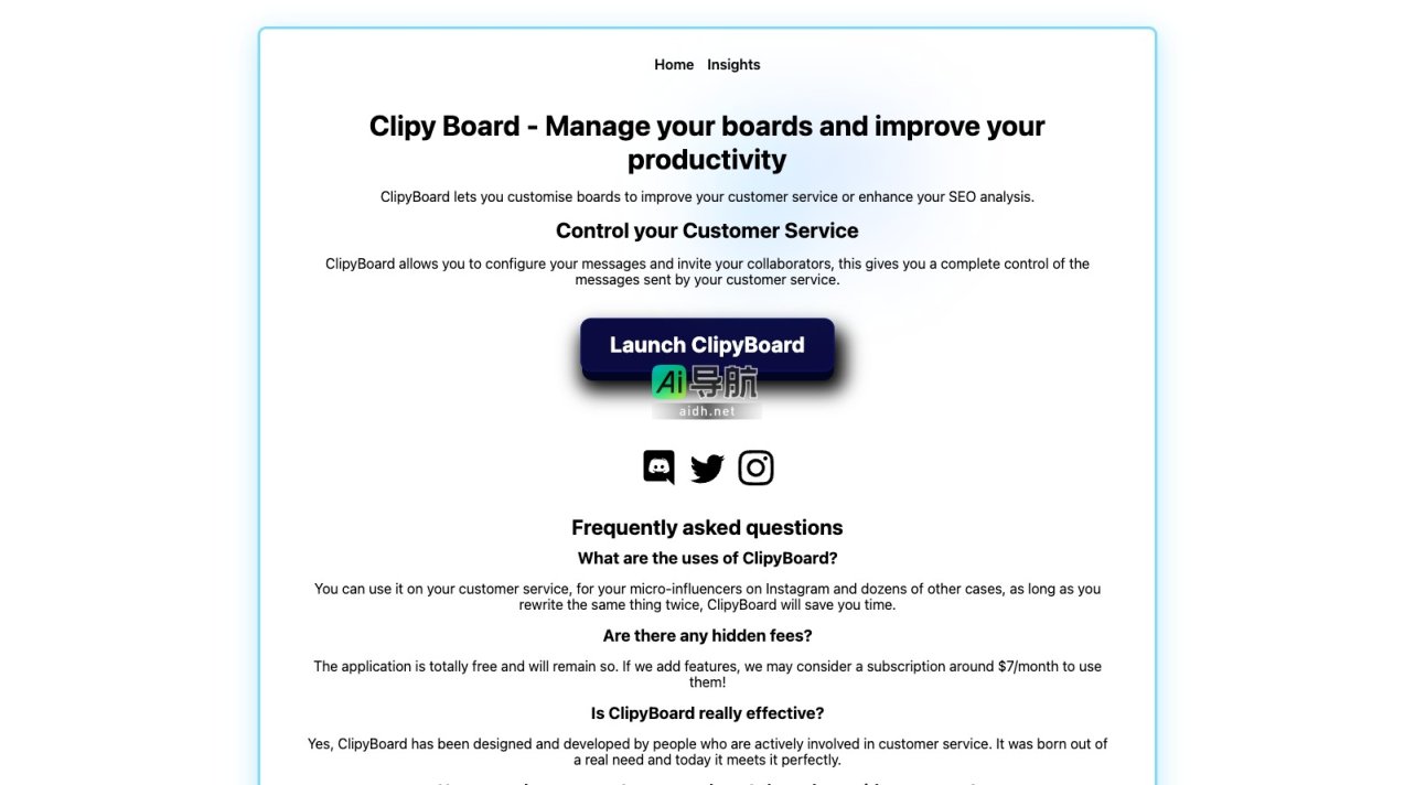 clipy board Clipy Board帮助用户定制消息板，提高客户服务效率和SEO分析 网站截图