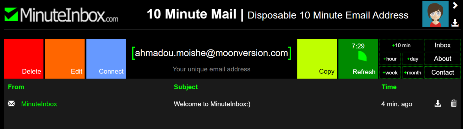 MinuteInBox 网站截图