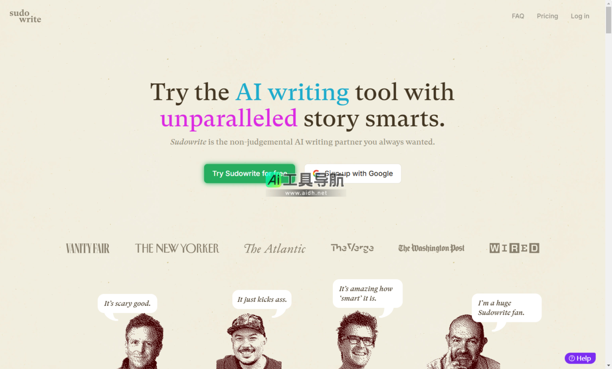 Sudowrite 帮助作家和创作者克服写作障碍 网站截图
