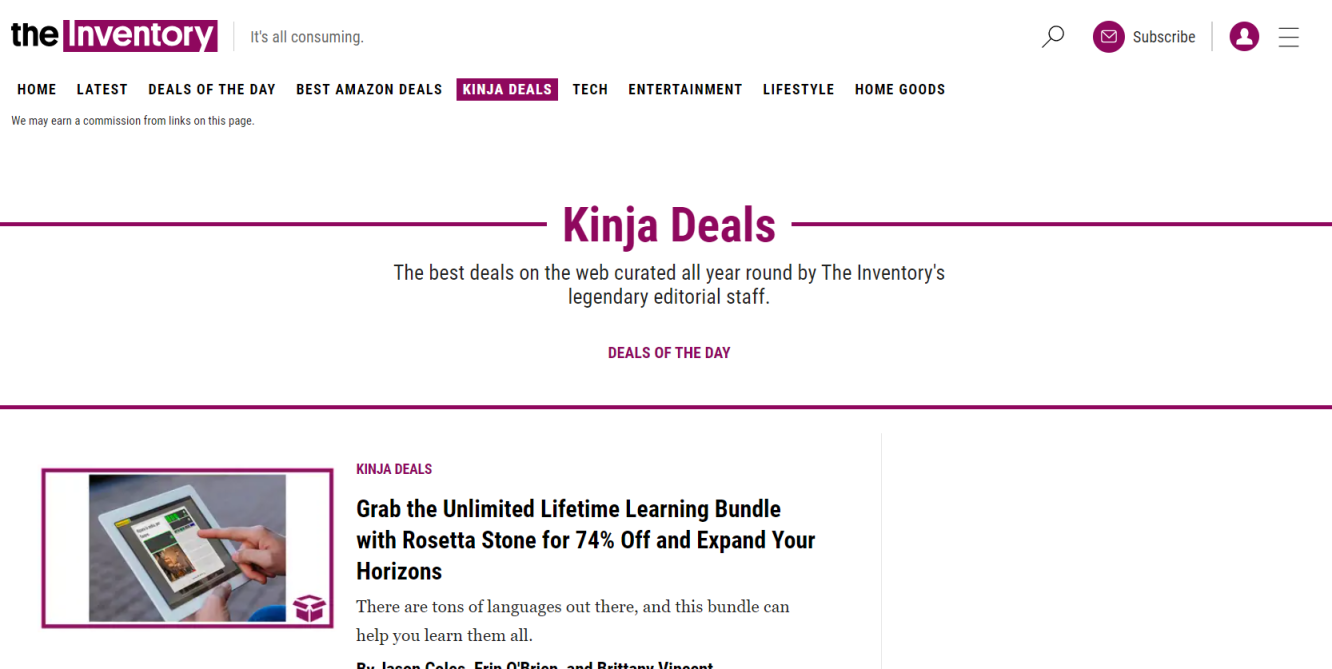 the Inventory 美国 网站截图