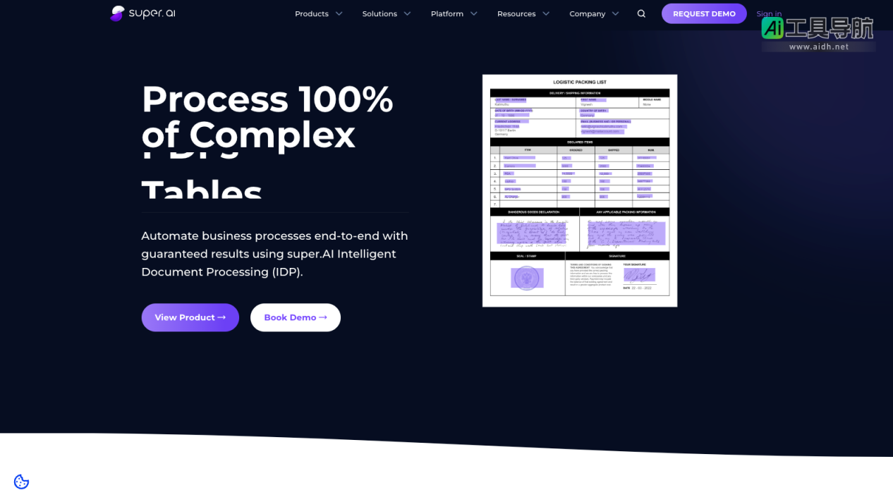 Super.AI 智能文档处理帮助企业高效、准确的自动处理文档 网站截图