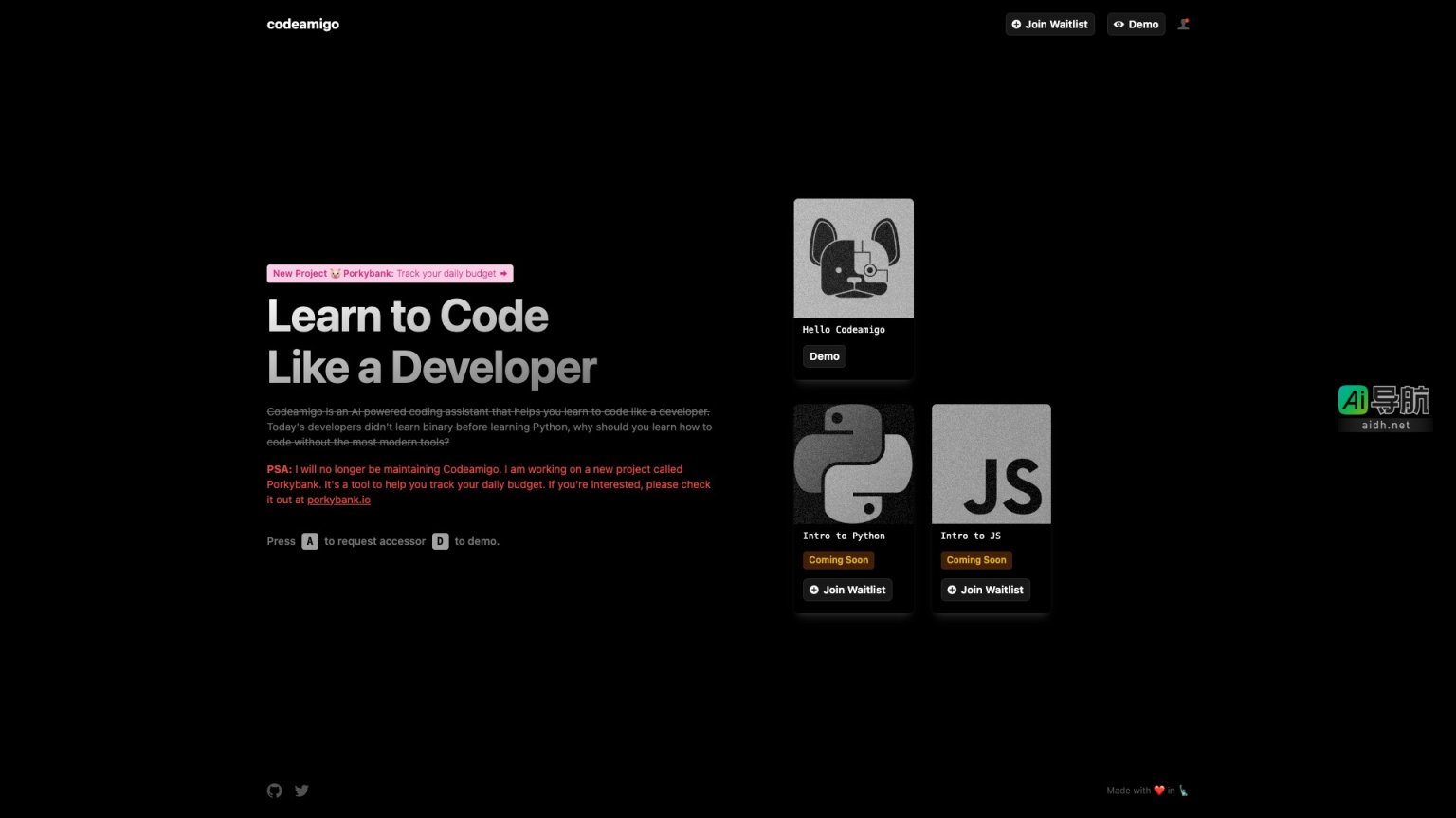 Codeamigo AI 是一个利用人工智能帮助用户高效学习编程的助手 网站截图