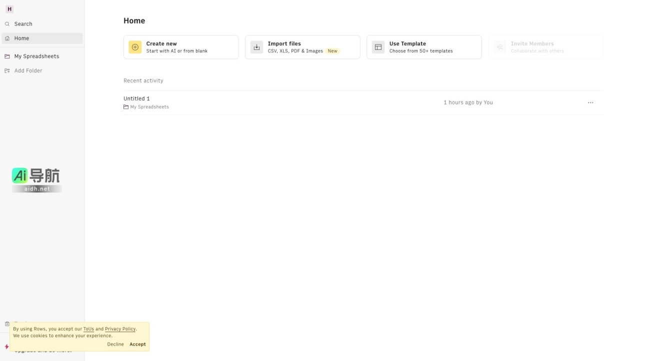 Rows 是一款基于 AI 的分析平台，简化数据处理与协作 网站截图