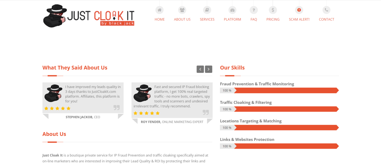 JustCloakit 网站截图