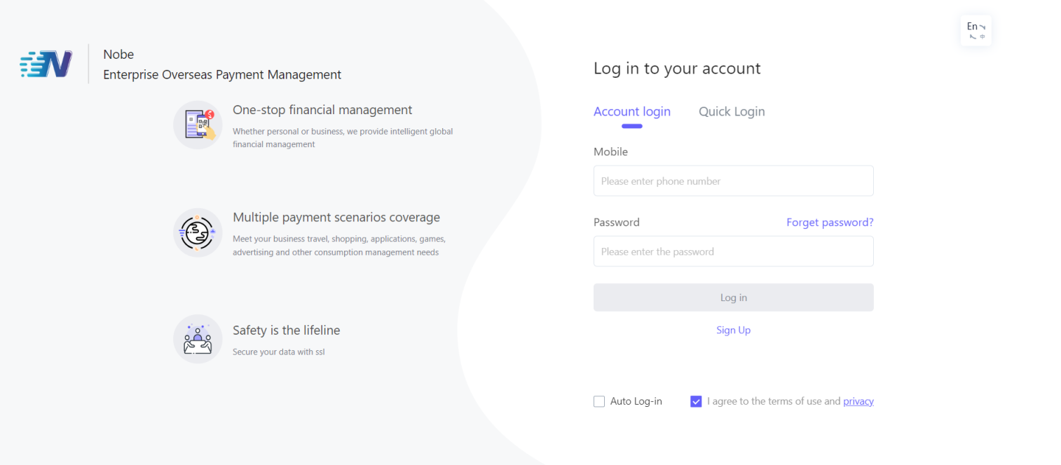NobePay 网站截图