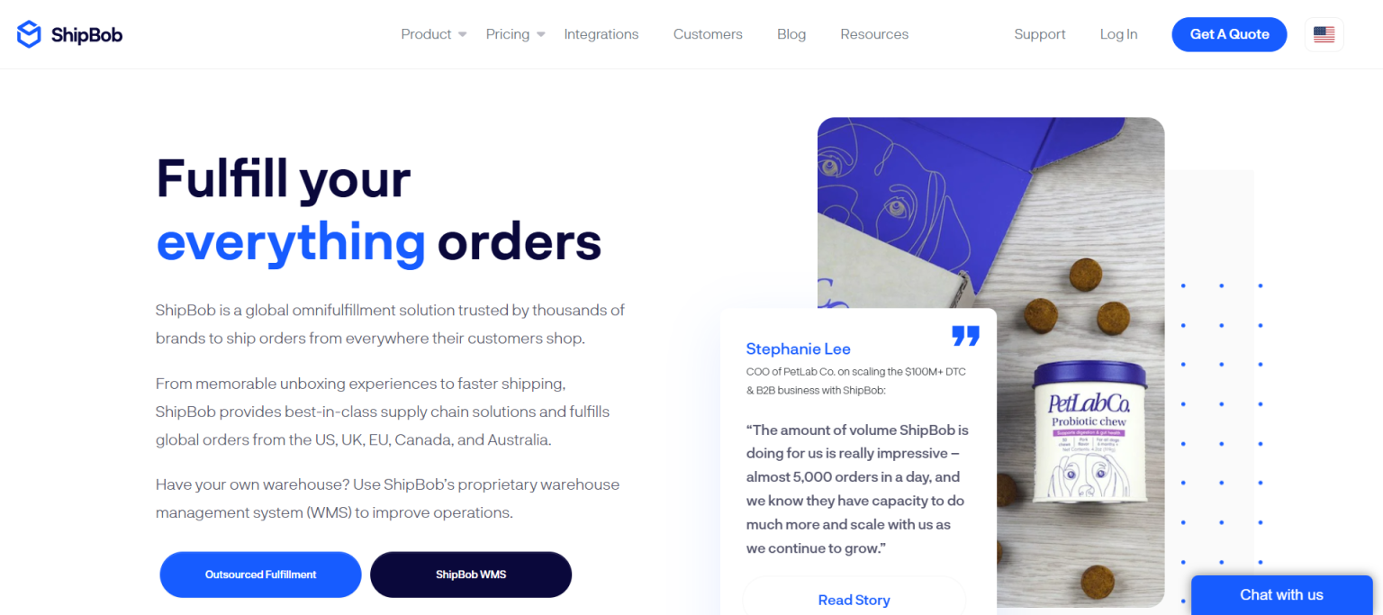 ShipBob 网站截图