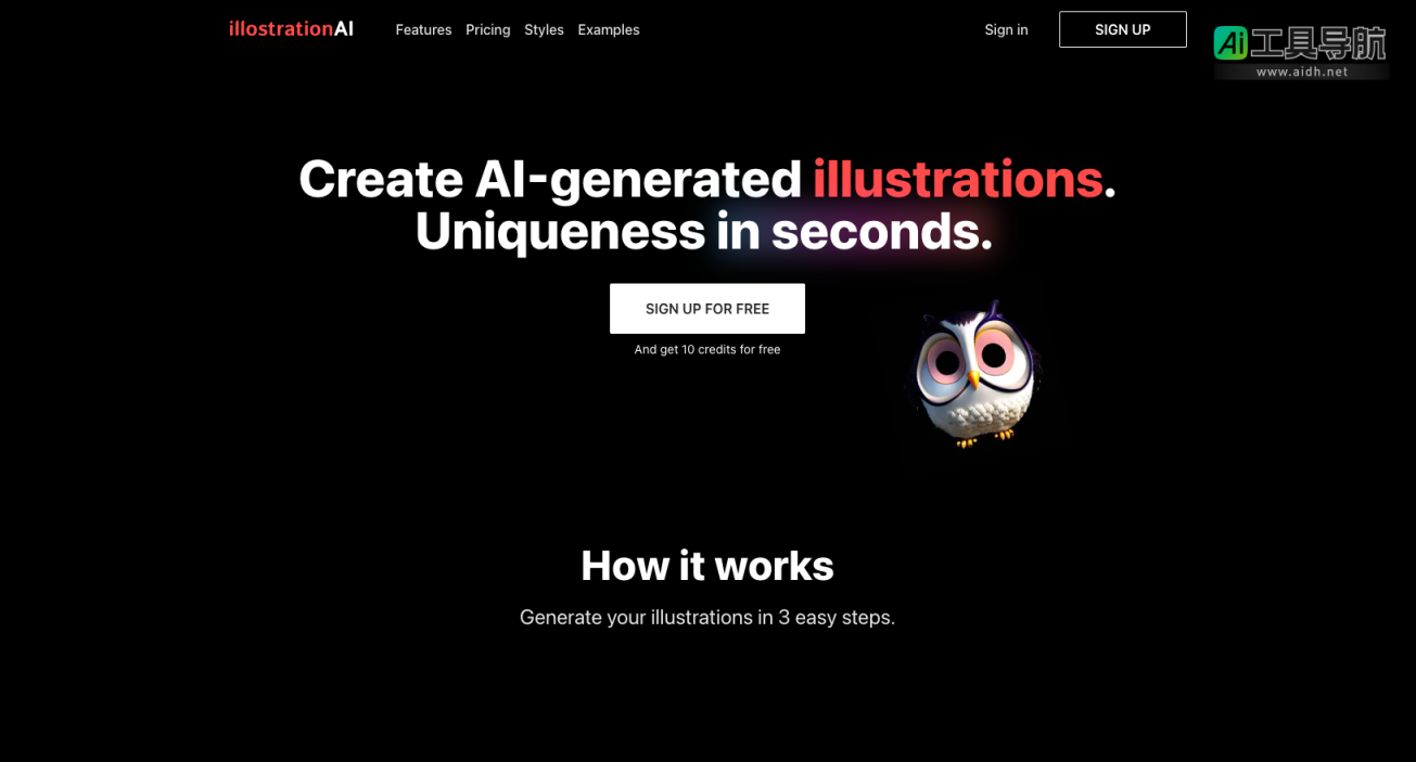 illostration AI AI生成独一无二的插画插图 网站截图