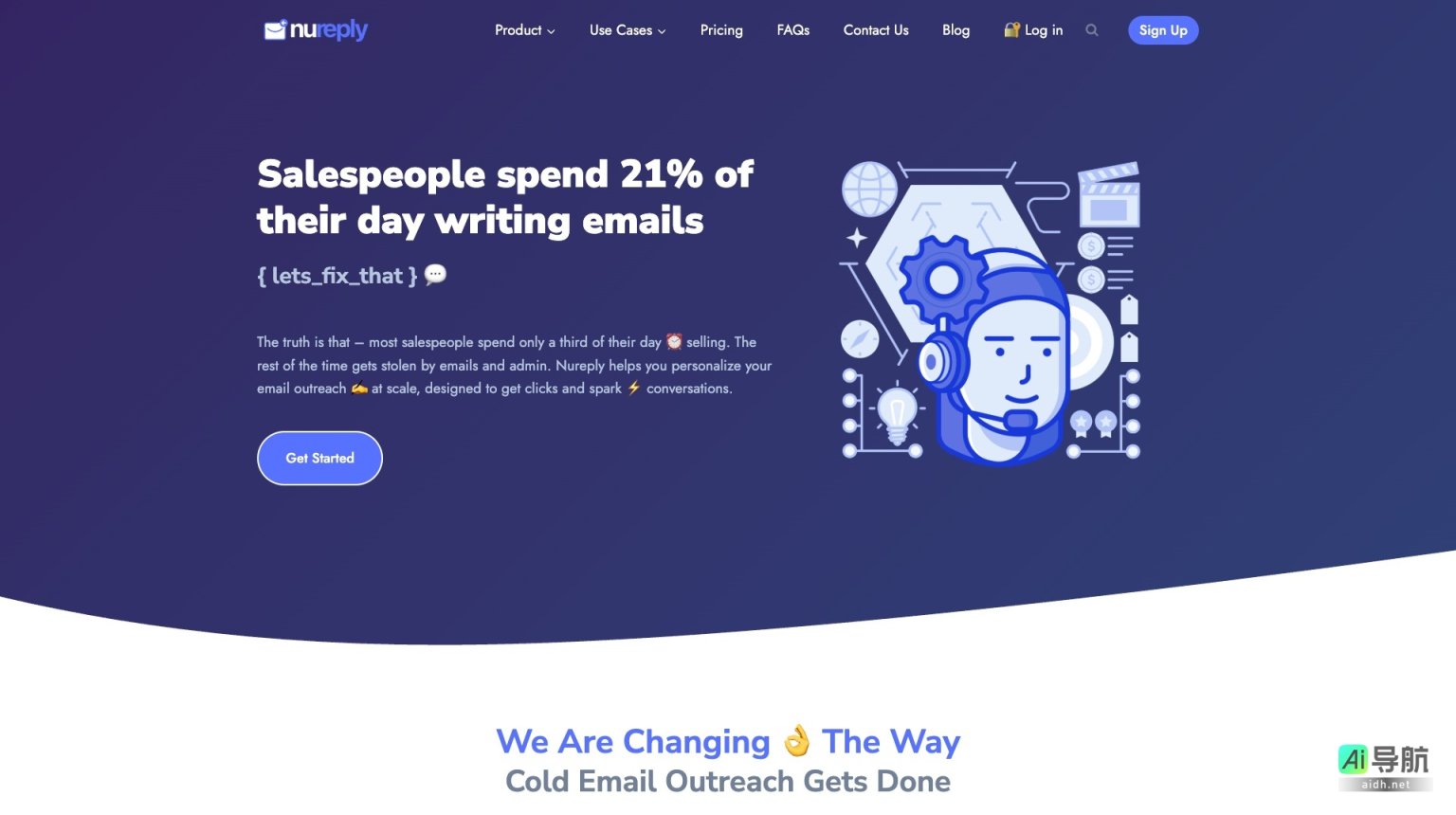 Nureply 通过AI个性化邮件，提高B2B销售的冷邮件效果与回复率 网站截图
