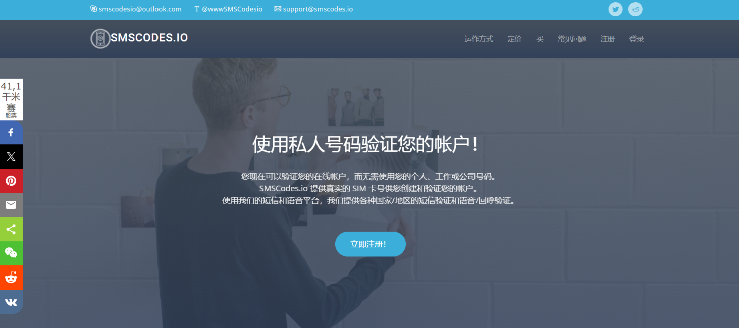 SMSCodes 网站截图
