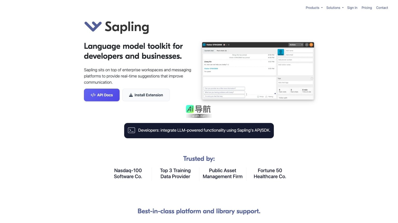 Sapling AI 提供实时语言模型工具，提升企业沟通效率，支持多平台集成 网站截图
