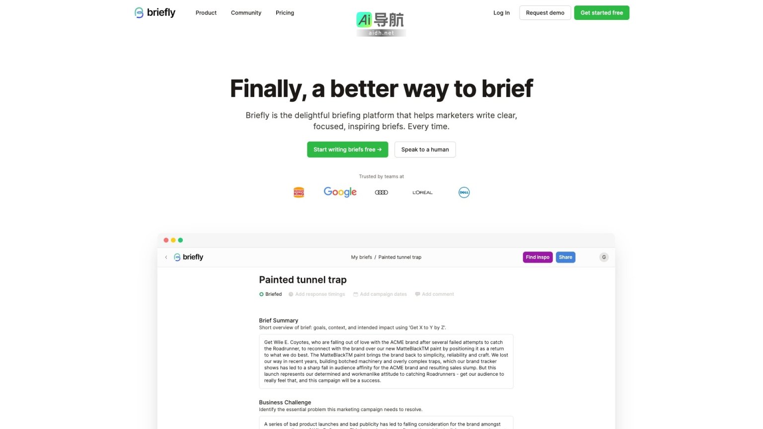 Briefly 是一个高效的简报平台，帮助市场营销团队快速撰写清晰、有影响力的简报 网站截图