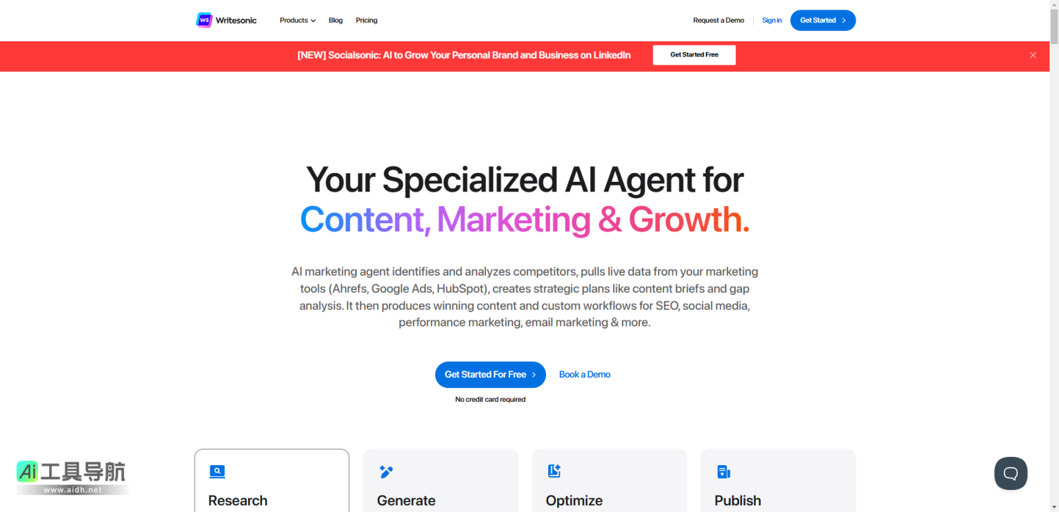 Writesonic AI写作助手，提升创作效率与质量 网站截图