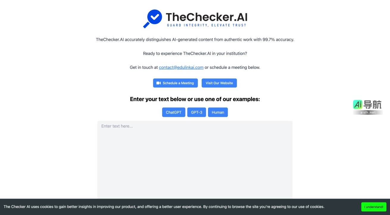 AI Cheat Check 网站提供99.7%准确率的工具，帮助识别AI生成的内容与真实作品 网站截图
