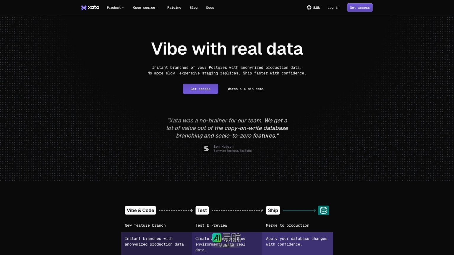 Xata 提供即时数据库分支与真实数据测试，助力开发团队快速、安全地交付产品 网站截图