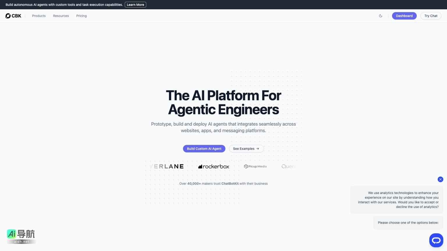 chatbotkit.com ChatBotKit帮助企业快速构建和部署定制化的AI聊天机器人，提升服务效率与用户体验 网站截图