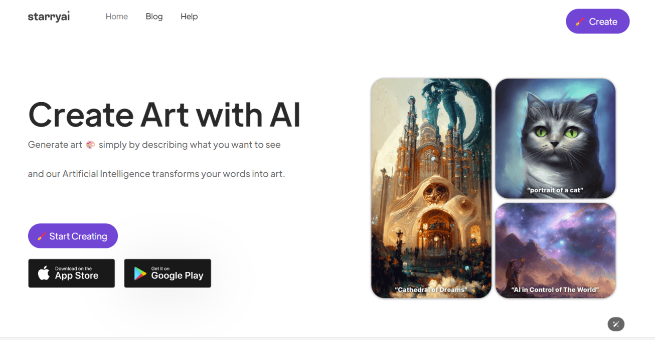 starryai 网站截图