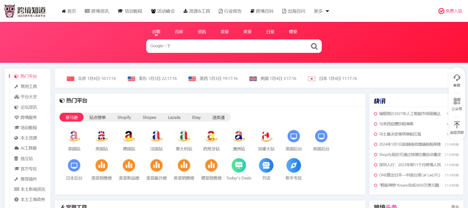 跨境知道 网站截图