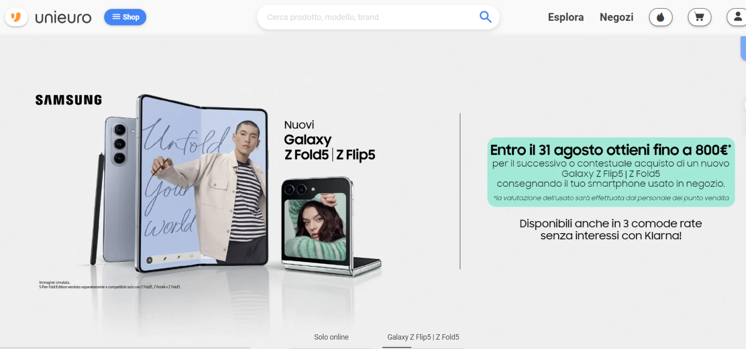 Unieuro 网站截图