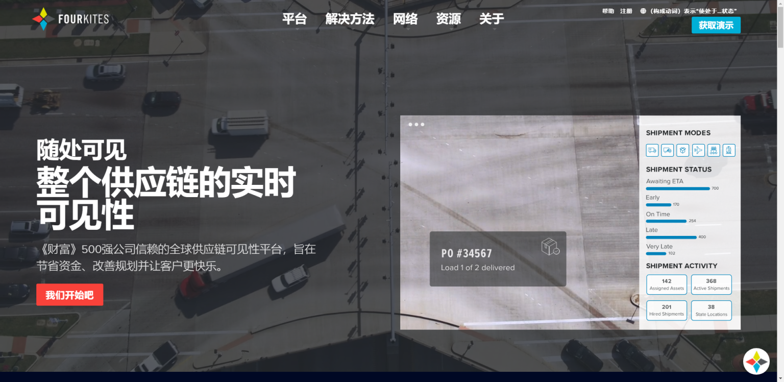 Fourkites 四旋翼 网站截图