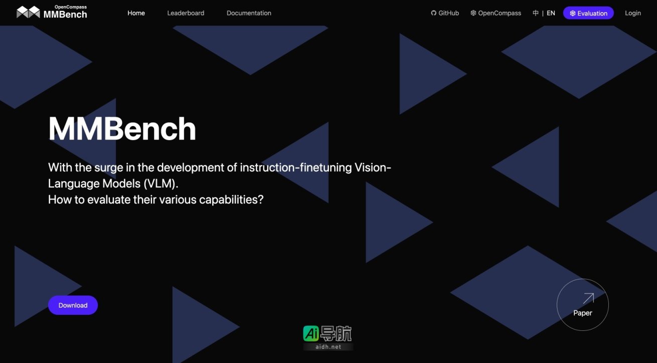 MMBench 提供多维度评估工具，专注于视觉-语言模型的能力验证与可靠性提升 网站截图