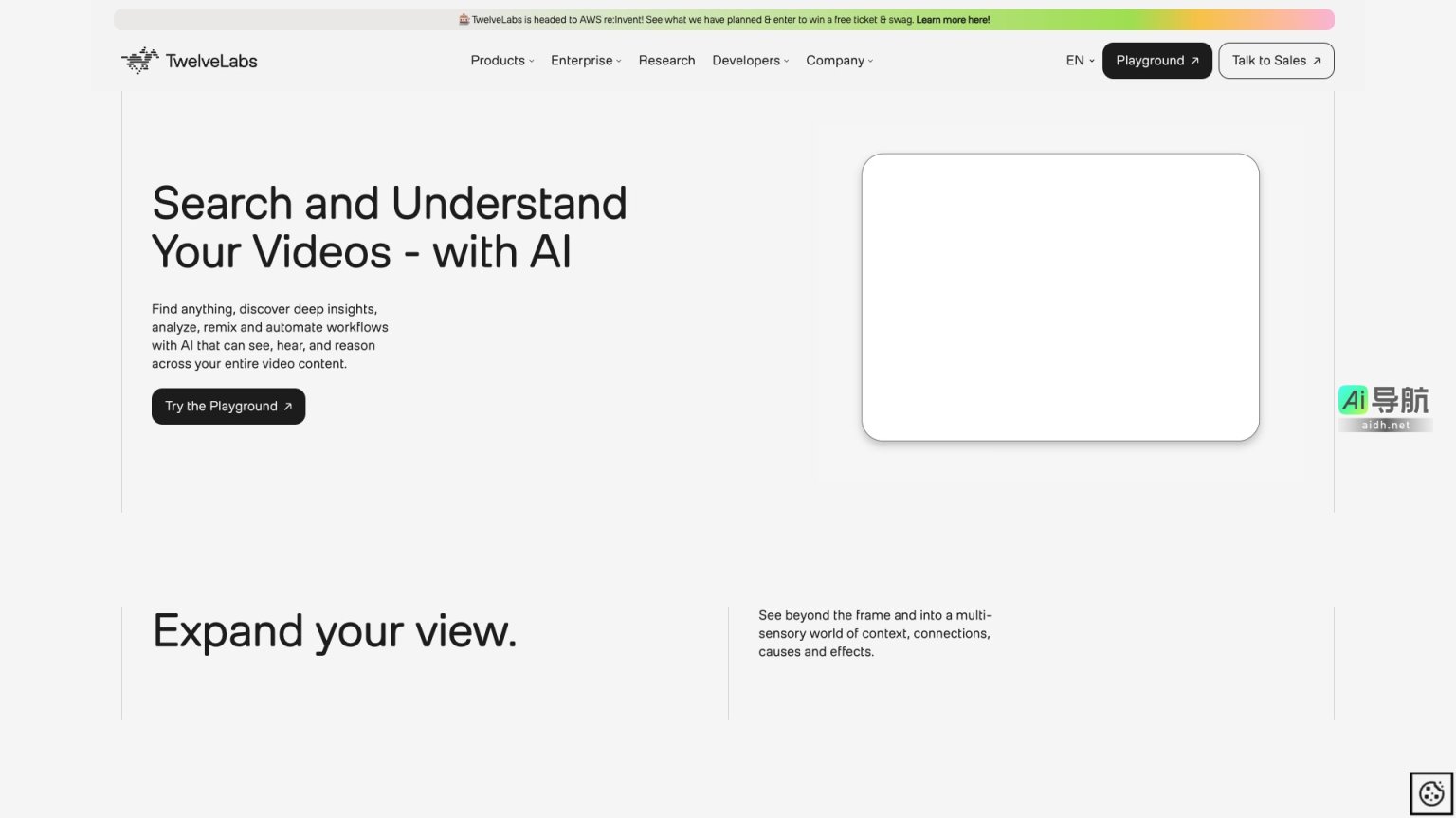 TwelveLabs 通过AI技术深度理解视频内容，帮助企业挖掘视频价值，实现智能化工作流 网站截图