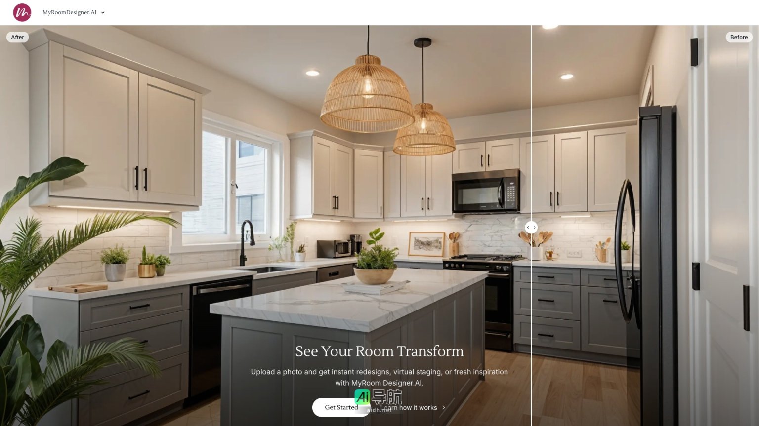 My Room Designer AI 通过上传照片，快速生成个性化室内设计方案，提升居家空间美感 网站截图