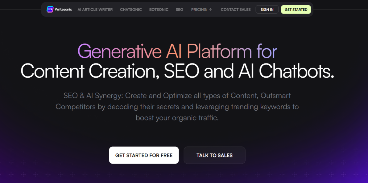 Writesonic 网站截图