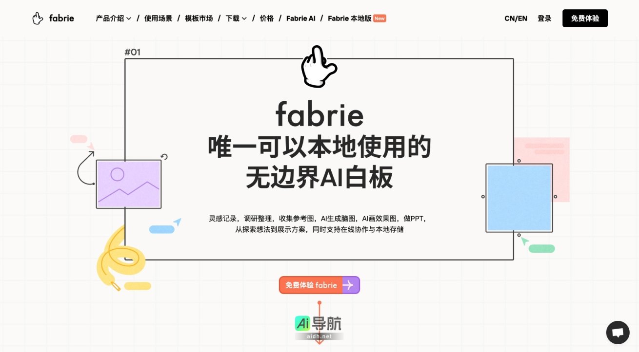 Fabrie 是一款集思维导图、在线协作与设计工具于一体的数字化白板，提升团队创意与效率 网站截图