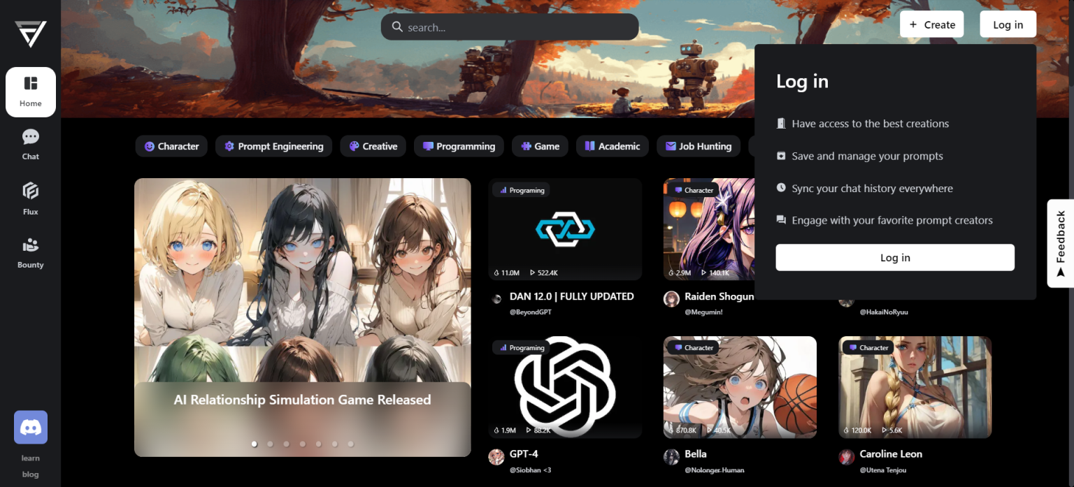 FlowGPT 网站截图