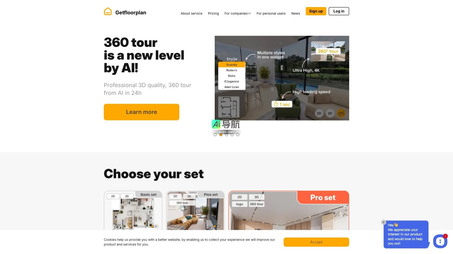 getfloorplan Getfloorplan提供AI快速生成高质量2D、3D平面图和虚拟导览，助力房地产及室内设计 网站截图
